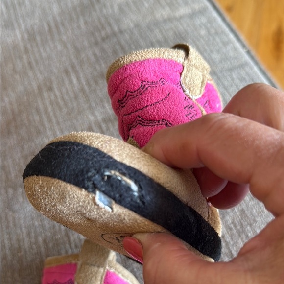 Cozy Pink and Tan Baby Boots Slippers, XS - Picture 8 of 13